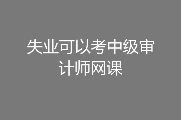 失业可以考中级审计师网课