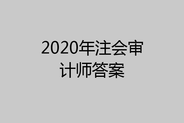 2020年注会审计师答案