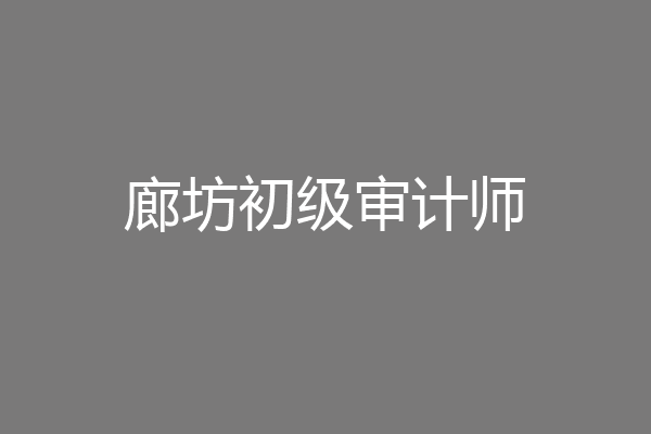 廊坊初级审计师