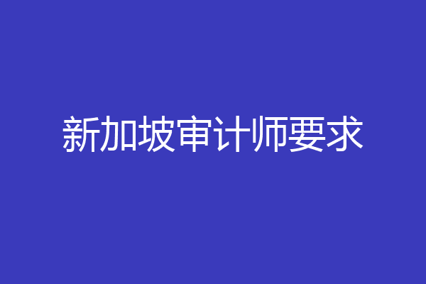 新加坡审计师要求