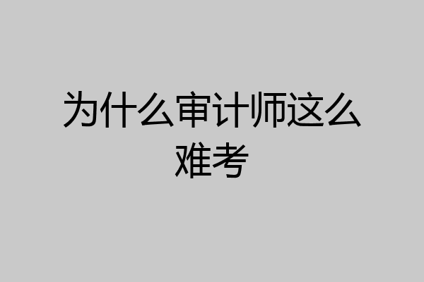 为什么审计师这么难考