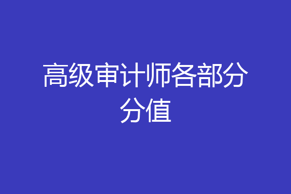 高级审计师各部分分值