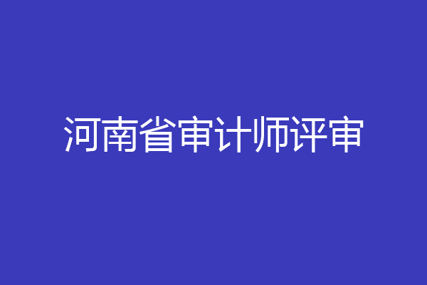 河南省审计师评审