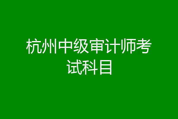 杭州中级审计师考试科目