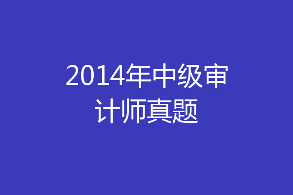 2014年中级审计师真题
