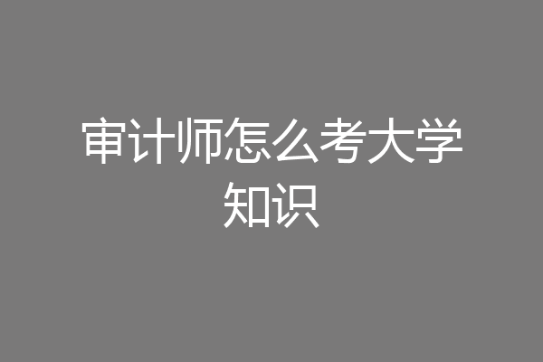 审计师怎么考大学知识
