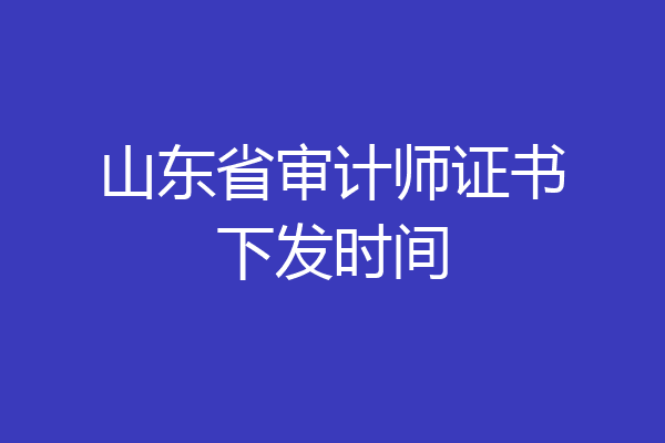 山东省审计师证书下发时间