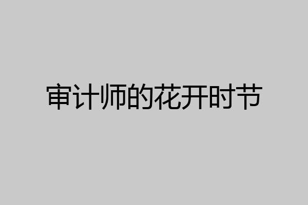 审计师的花开时节