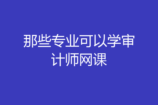 那些专业可以学审计师网课