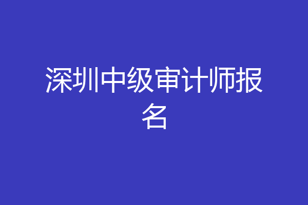 深圳中级审计师报名