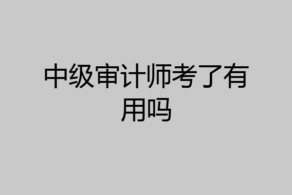 中级审计师考了有用吗