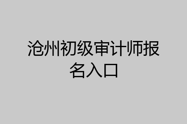 沧州初级审计师报名入口
