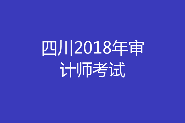 四川2018年审计师考试