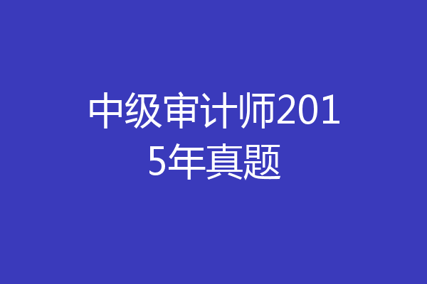 中级审计师2015年真题