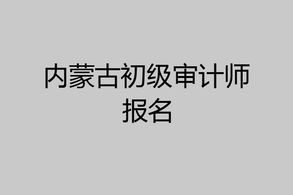 内蒙古初级审计师报名