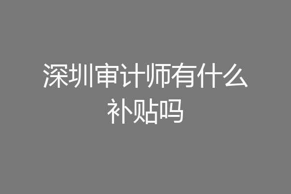 深圳审计师有什么补贴吗