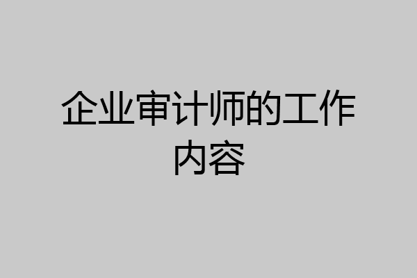 企业审计师的工作内容