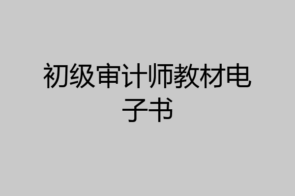 初级审计师教材电子书