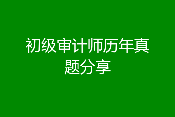 初级审计师历年真题分享