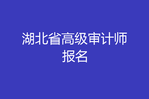 湖北省高级审计师报名