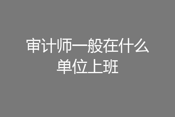 审计师一般在什么单位上班