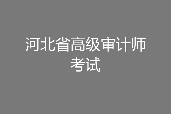 河北省高级审计师考试