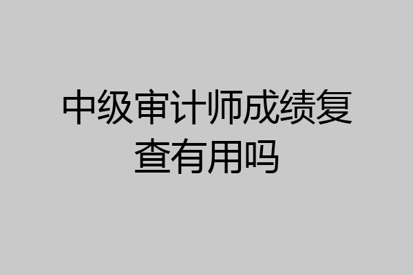 中级审计师成绩复查有用吗