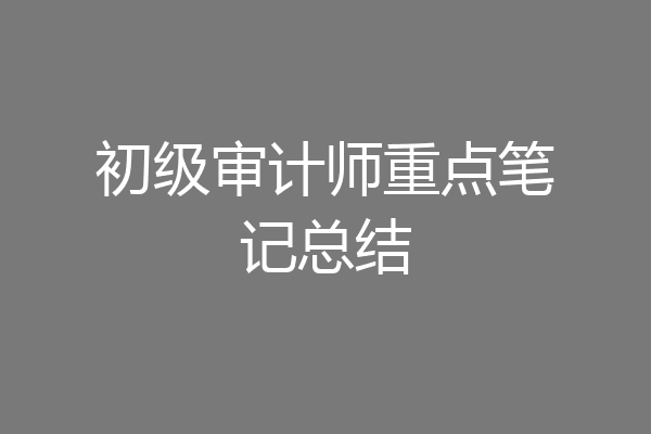 初级审计师重点笔记总结