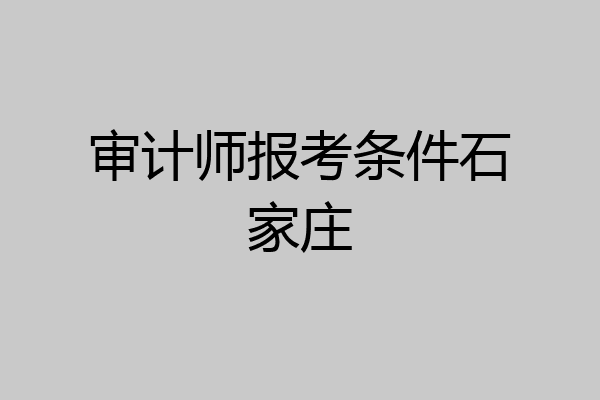审计师报考条件石家庄