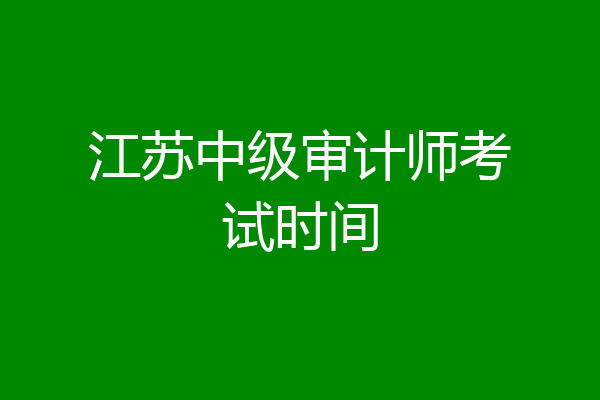 江苏中级审计师考试时间