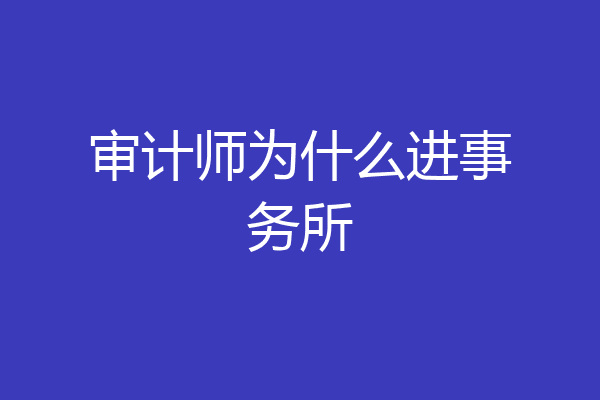审计师为什么进事务所