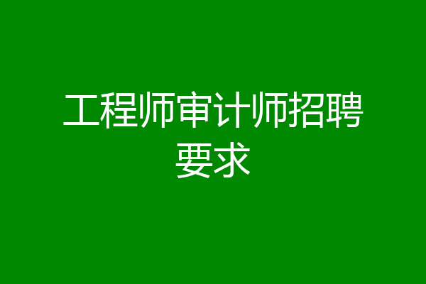 工程师审计师招聘要求