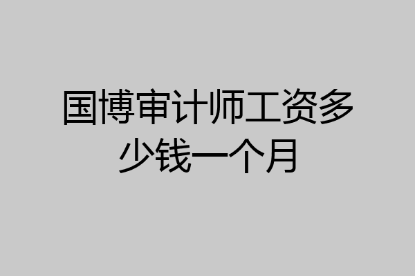 国博审计师工资多少钱一个月