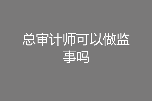 总审计师可以做监事吗