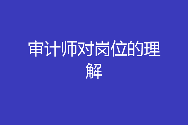 审计师对岗位的理解