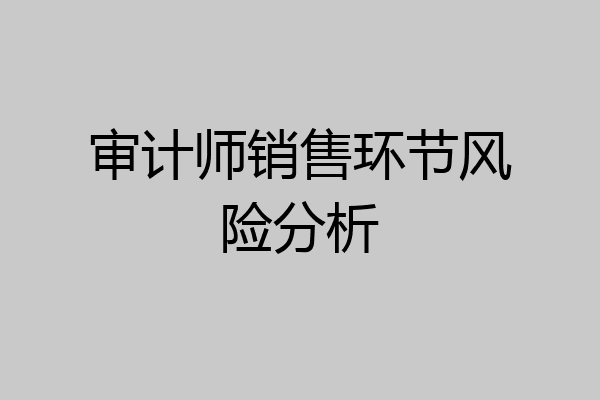 审计师销售环节风险分析
