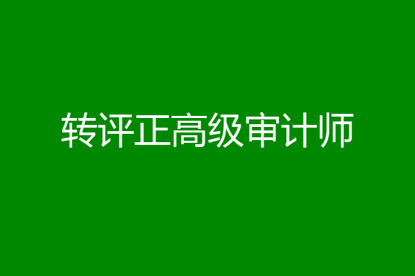 转评正高级审计师