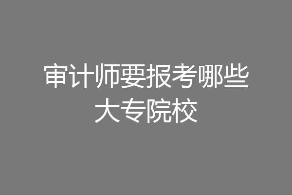 审计师要报考哪些大专院校