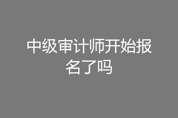 中级审计师开始报名了吗