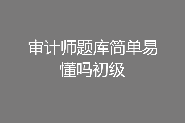 审计师题库简单易懂吗初级