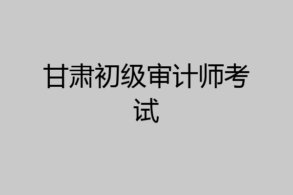 甘肃初级审计师考试