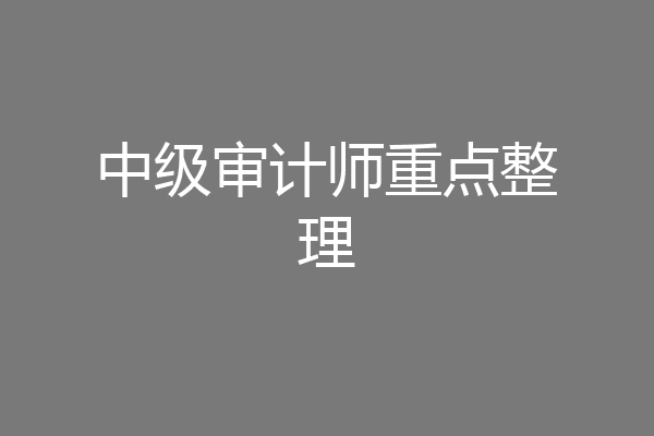 中级审计师重点整理