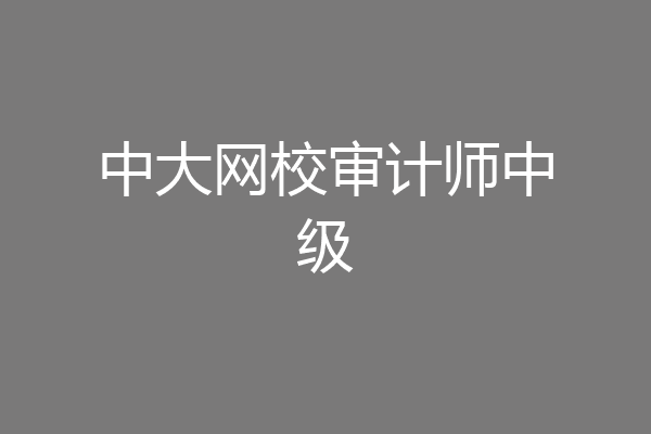 中大网校审计师中级