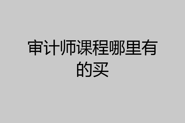 审计师课程哪里有的买
