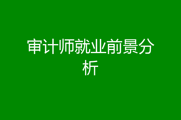 审计师就业前景分析