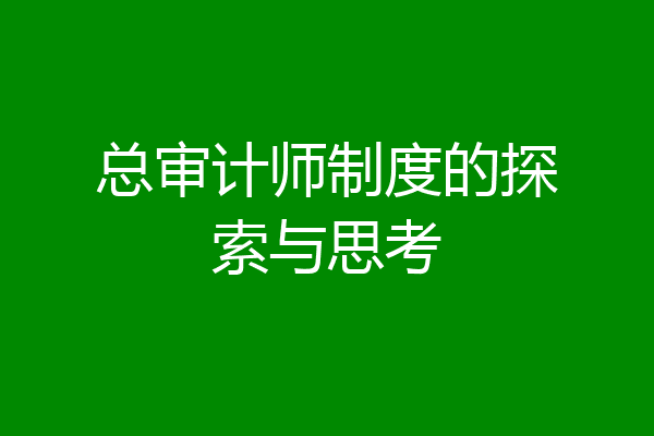 总审计师制度的探索与思考