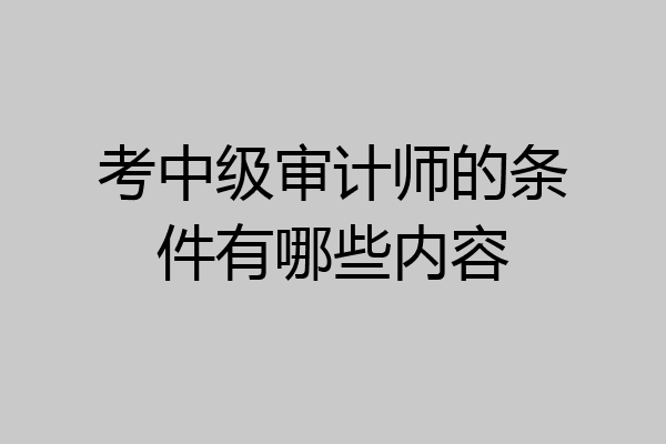 考中级审计师的条件有哪些内容