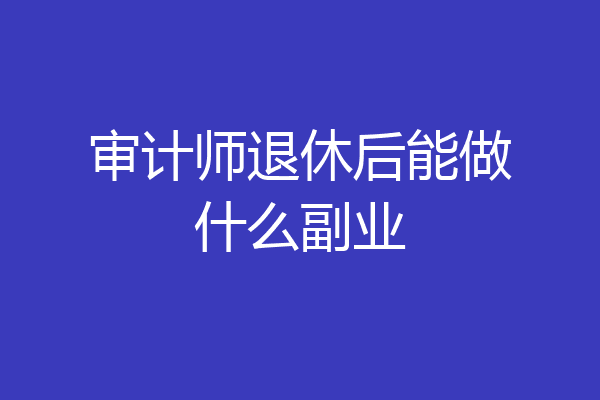 审计师退休后能做什么副业