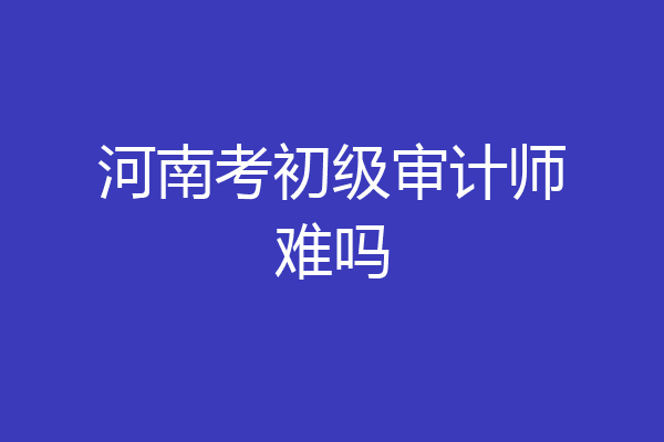河南考初级审计师难吗
