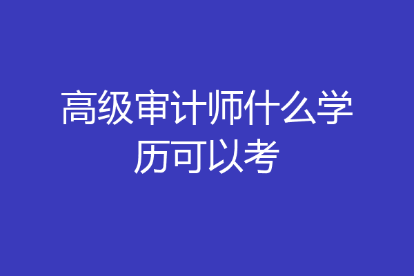 高级审计师什么学历可以考